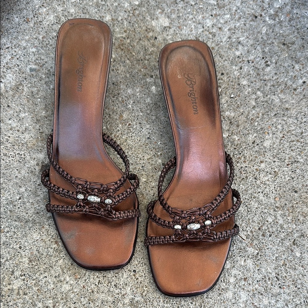 Brighton Bronze Beaded Leather Sandals